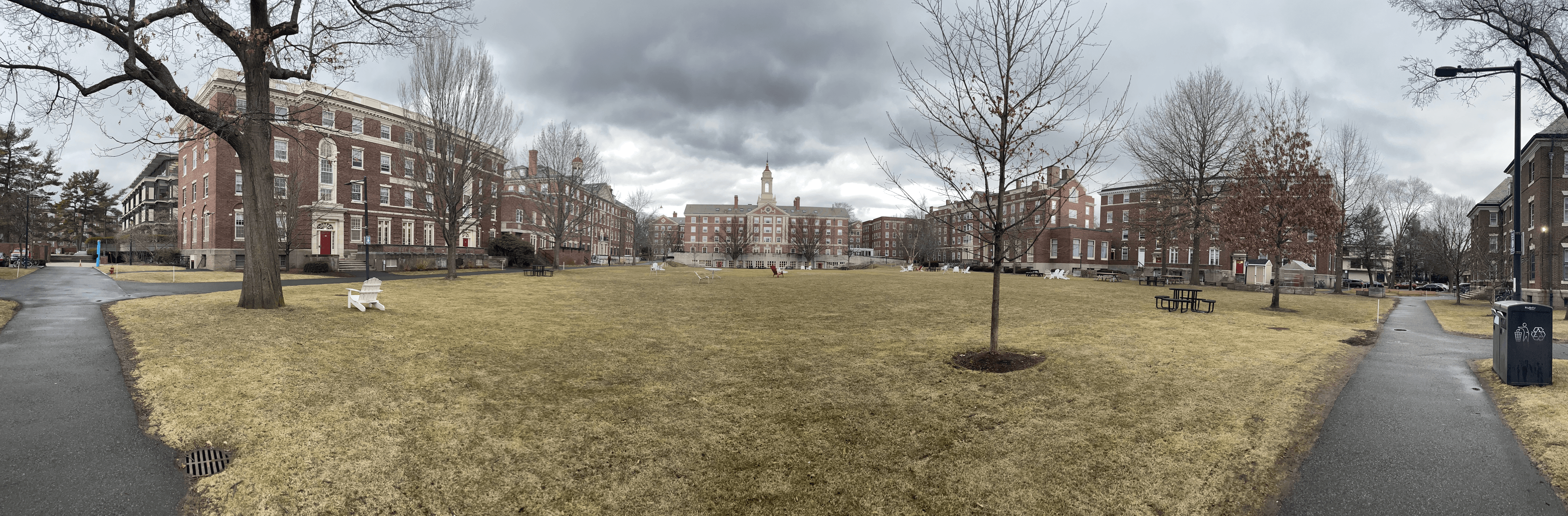 Panorama of the Radcliffe Quadrangle at Harvard University.