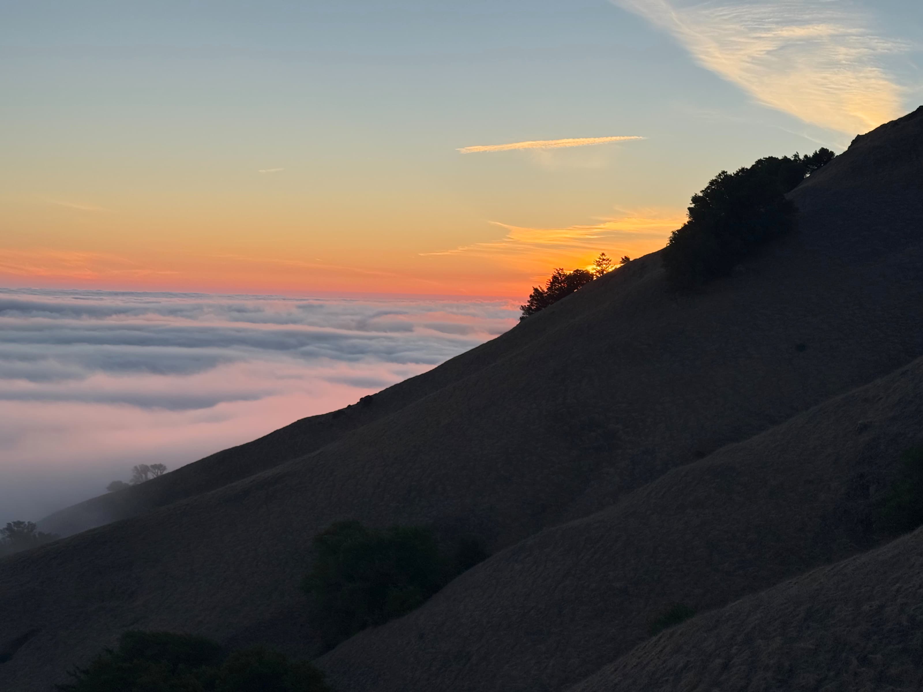 Last light above the marine layer at Trojan Point.